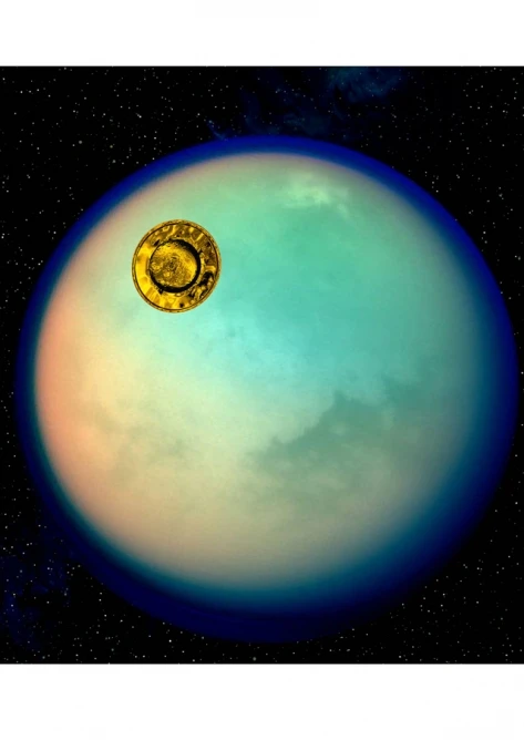 Artist view of the Huygens Probe approaching the upper layers of Titan's atmosphere at 22000 km/h Image: NASA/ESA
