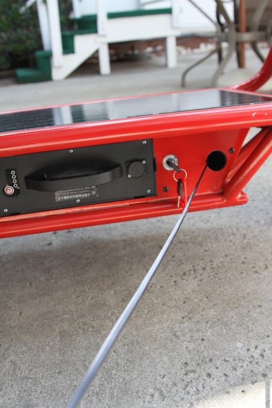 The SES has a 4-ft pul-out charging cord connected to the built-in 2-amp charger that can be plugged into any standard power outlet