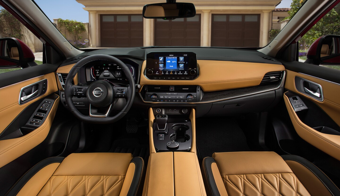 Nissan says that the interior of the 2021 Rogue is a true "family hub," designed to provide comfort and utility for everyone in both the front and rear seats