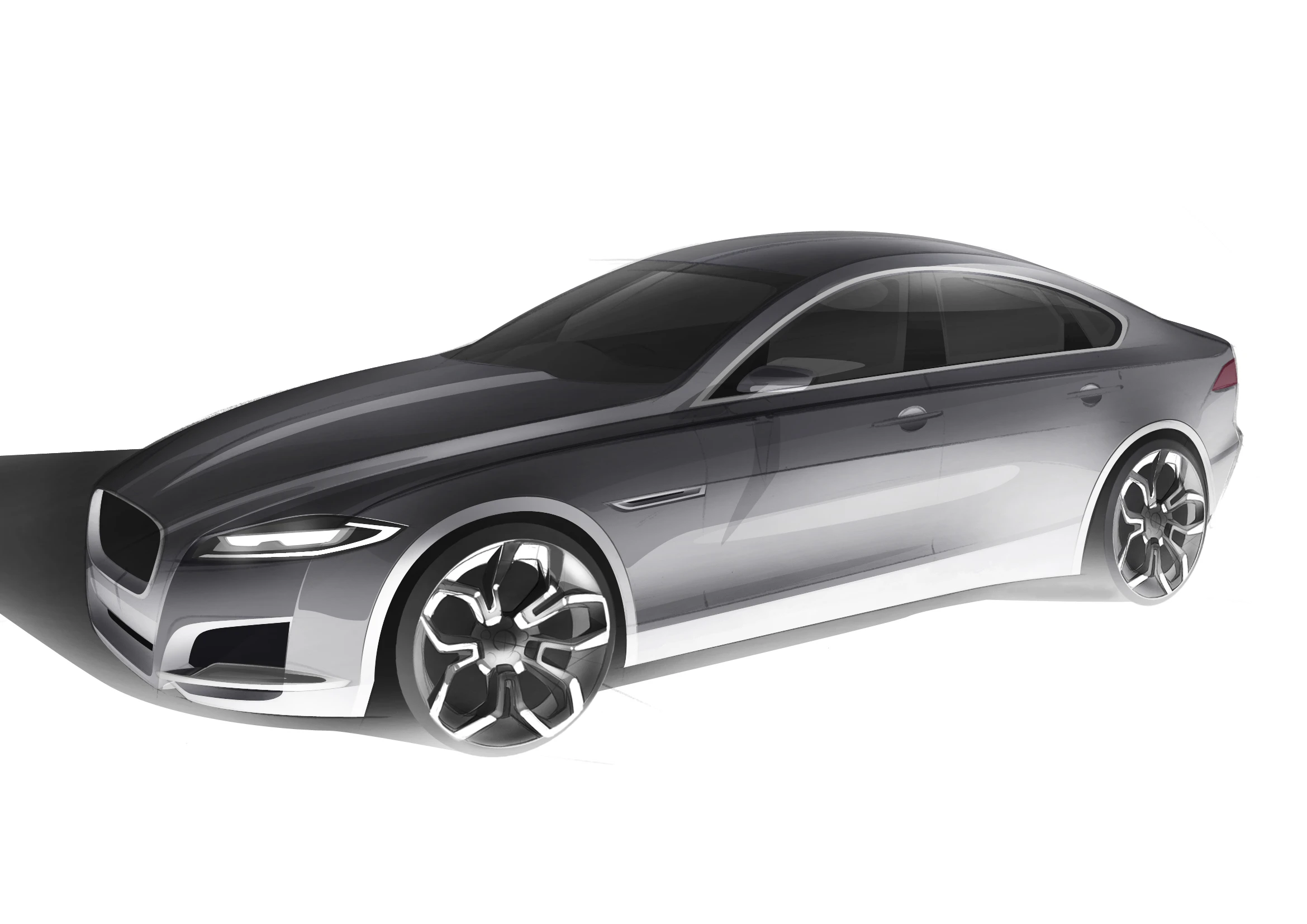 The 2016 Jaguar XF oblique rendering