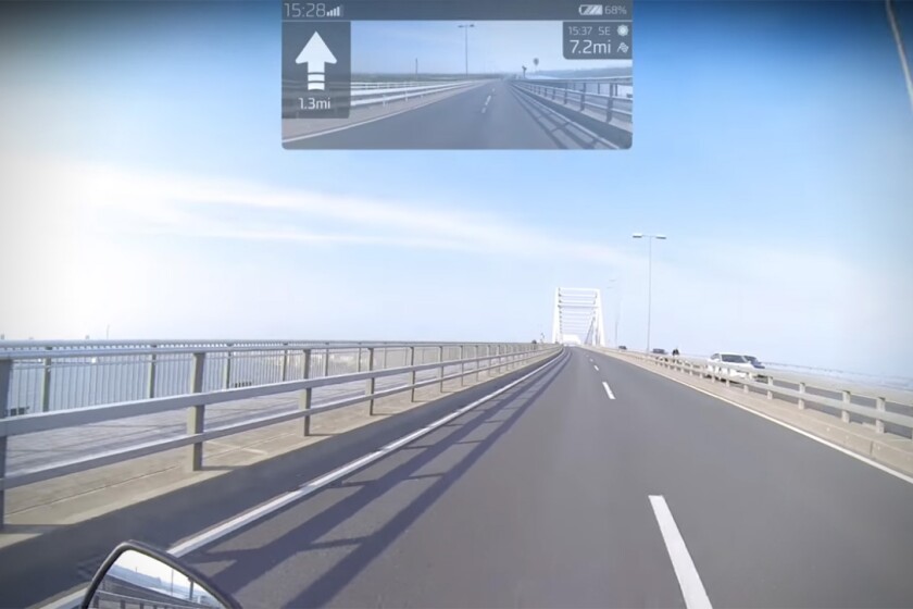A mock-up of the kind of information the heads-up display will show