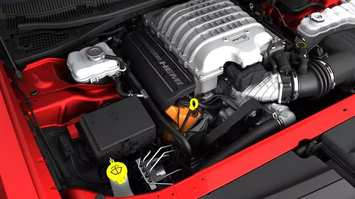 A look under the hood of the 2015 Dodge Challenger SRT Hellcat