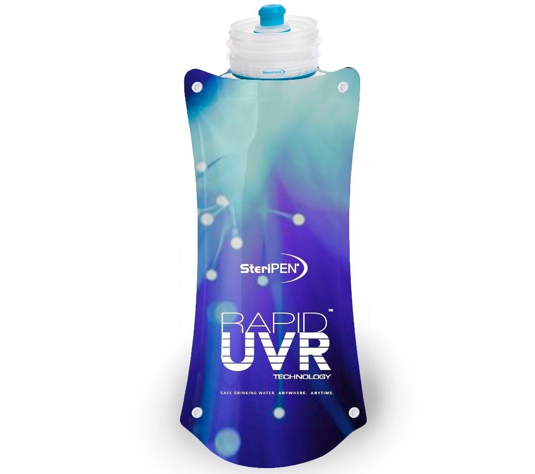 The reflective bottles make the UV purification process quicker