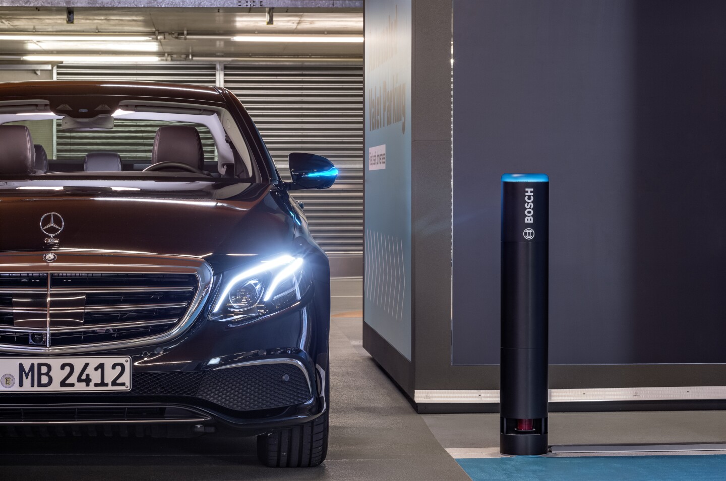 Bosch sensor technology has been installed throughout the parking facility at the Mercedes-Benz Museum to accommodate the driverless, automated parking system