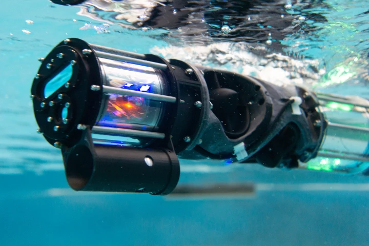 The Hardened Underwater Modular Robot Snake features a reconfigurable, modular architecture