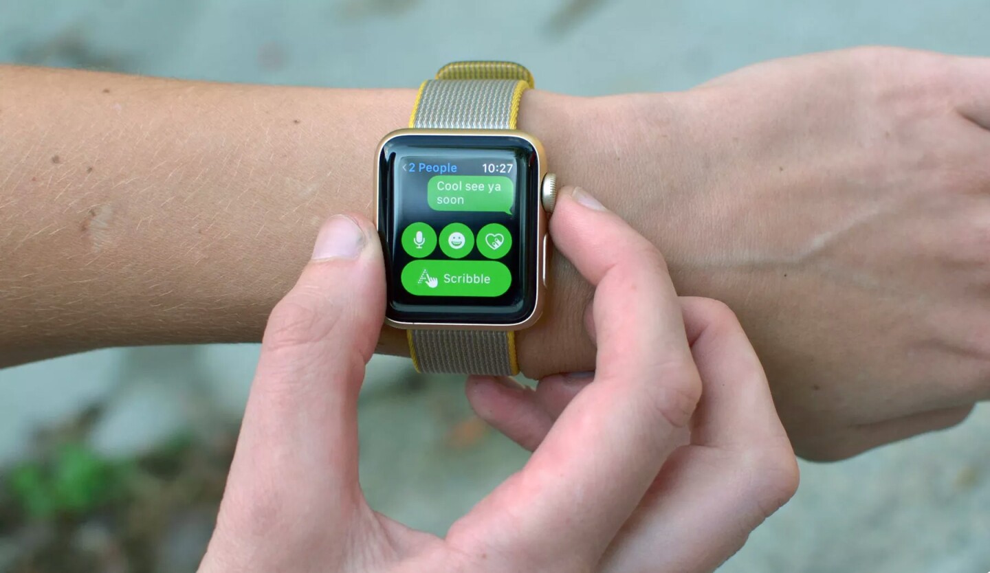 On Watch OS 3, you can reply to an iMessage using voice-to-text, emojis, Digital Touch drawings, Scribble, or preset auto replies