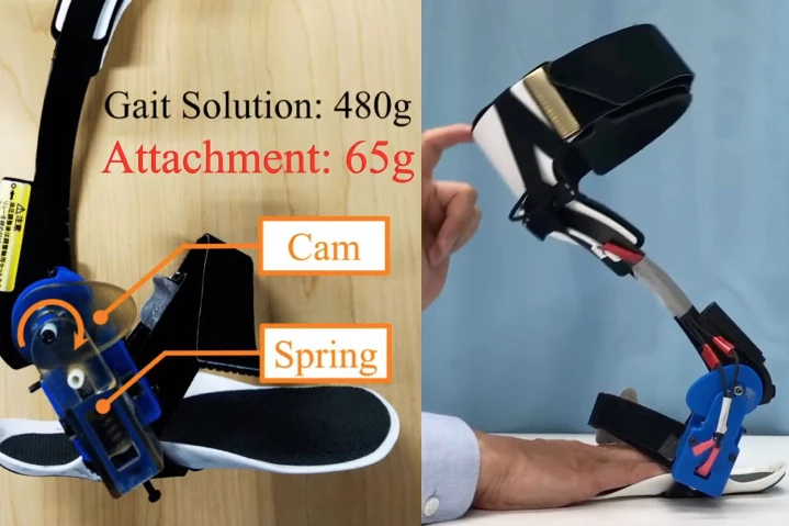 A labelled photo of the device, which is shown being preloaded at right