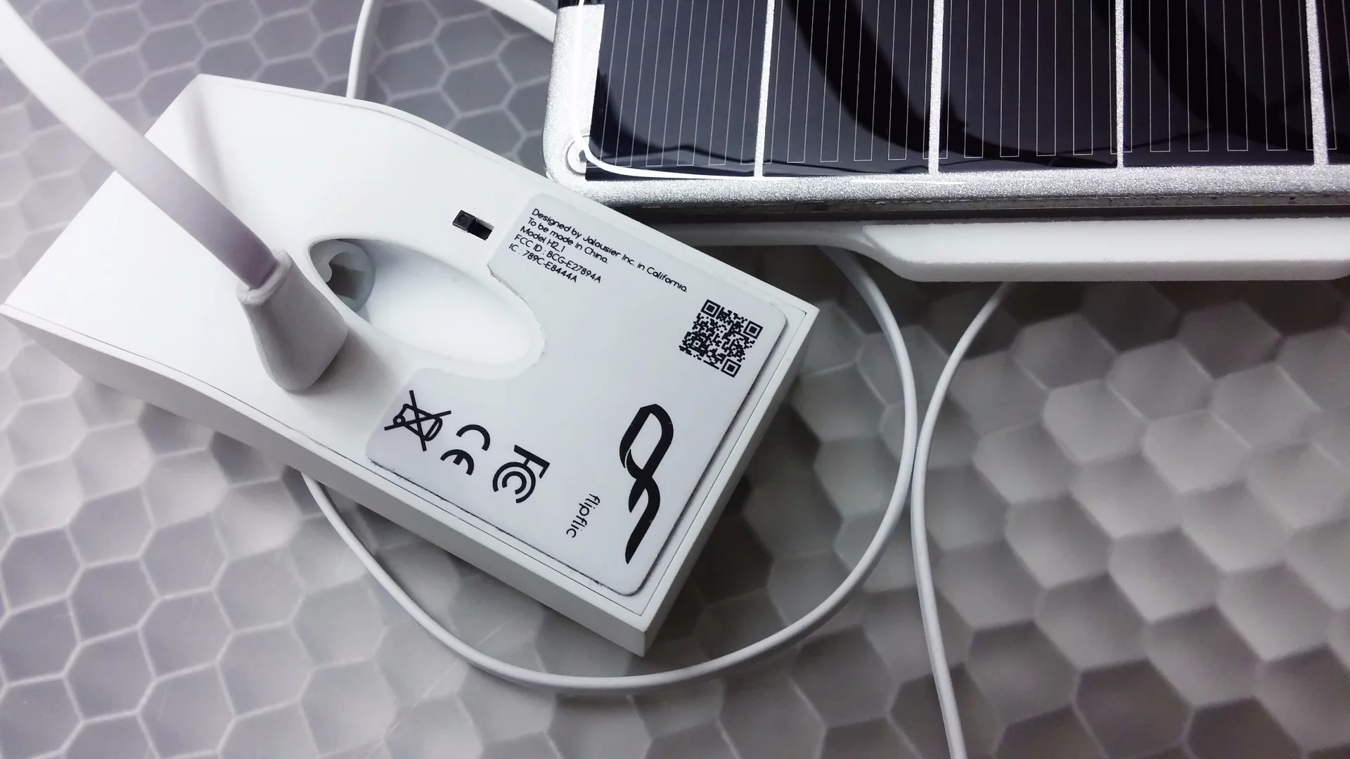 The FlipFlic is provided with a solar panel via which it can be entirely powered
