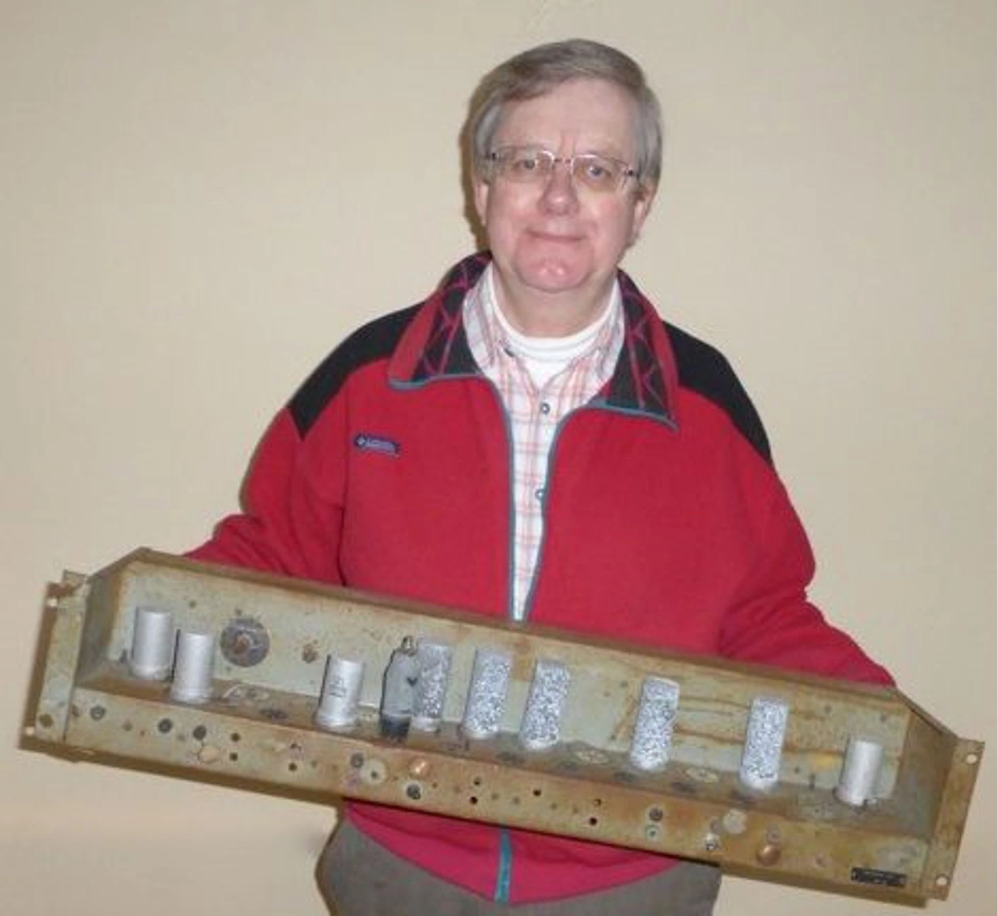 Andrew Herbert, leader of the EDSAC reconstruction project, with the EDSAC chassis