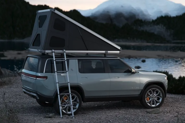 The HardTent turns a Rivian R1S into a hard-walled all-terrain RV
