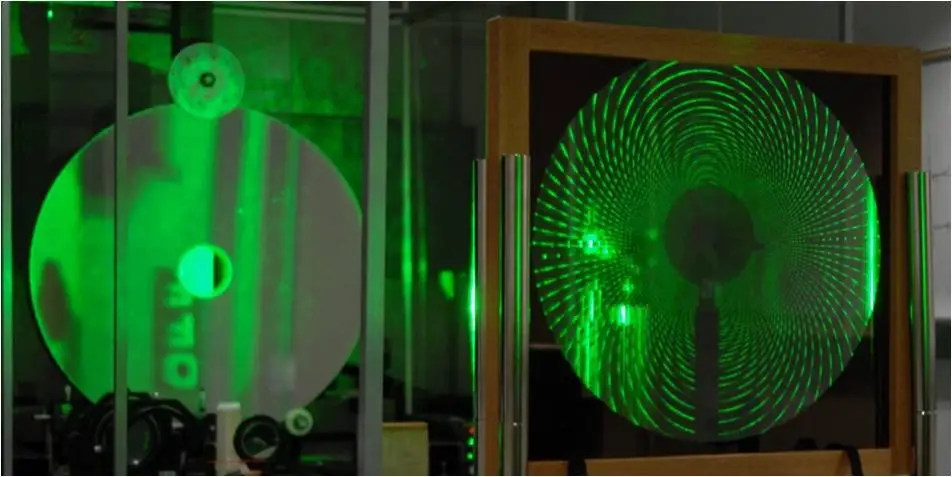 Optical membrane showing diffraction pattern