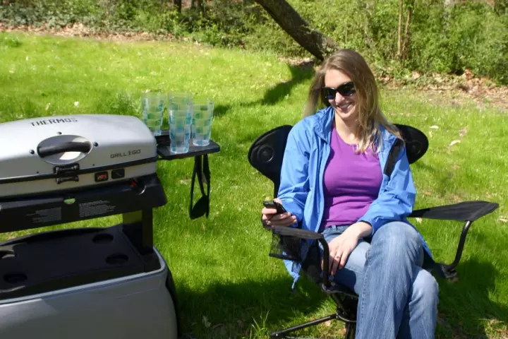 The Revolve chair adds a little movement and convenience to your campsite or tailgate