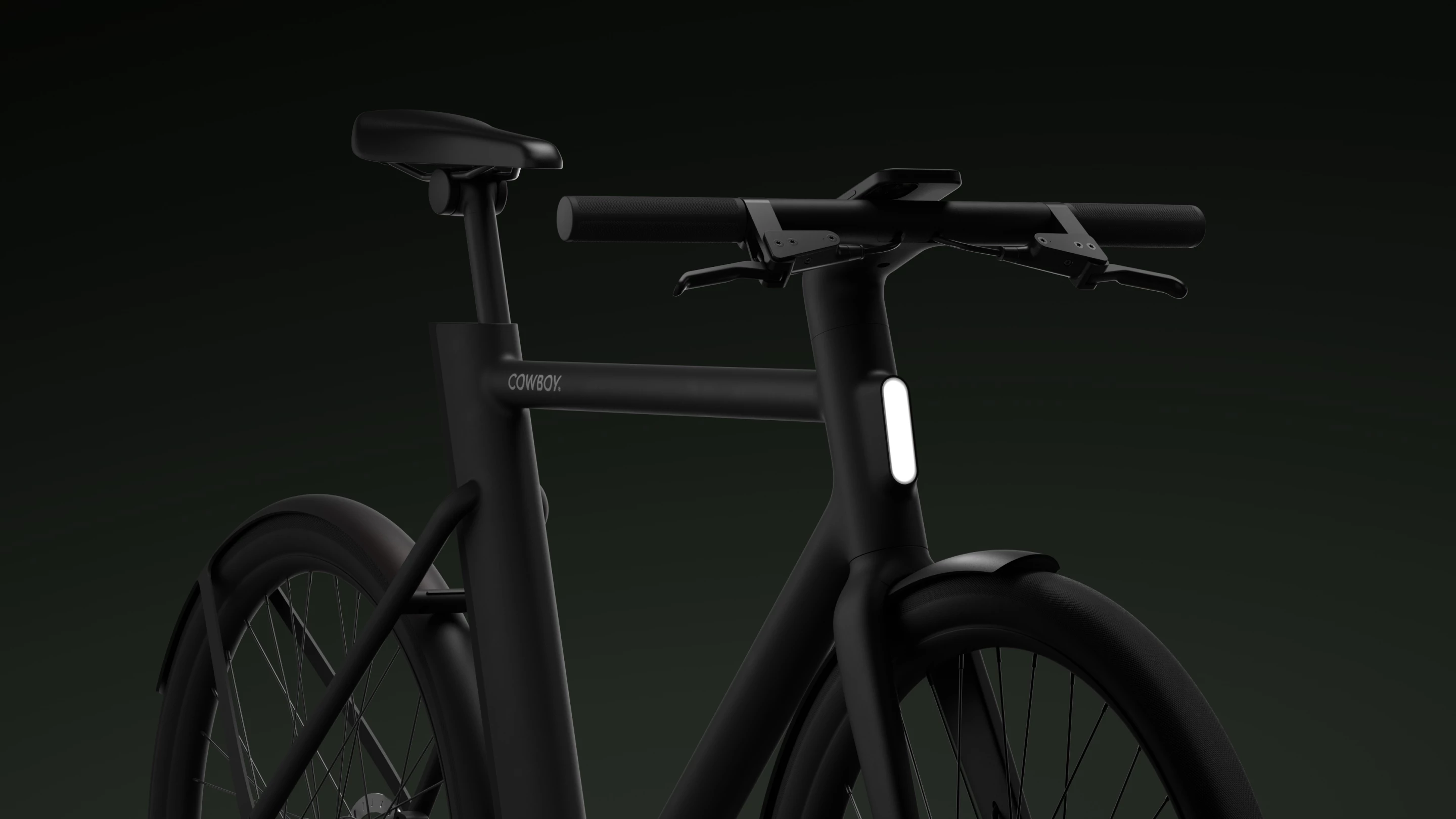 The Cowboy 4 ebikes feature integrated LED lighting front and back