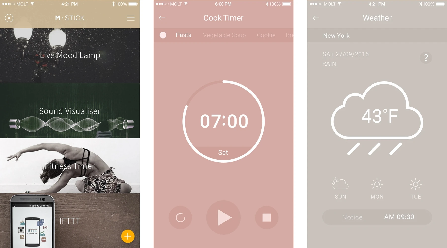 The Mstick is controlled via a mobile companion app