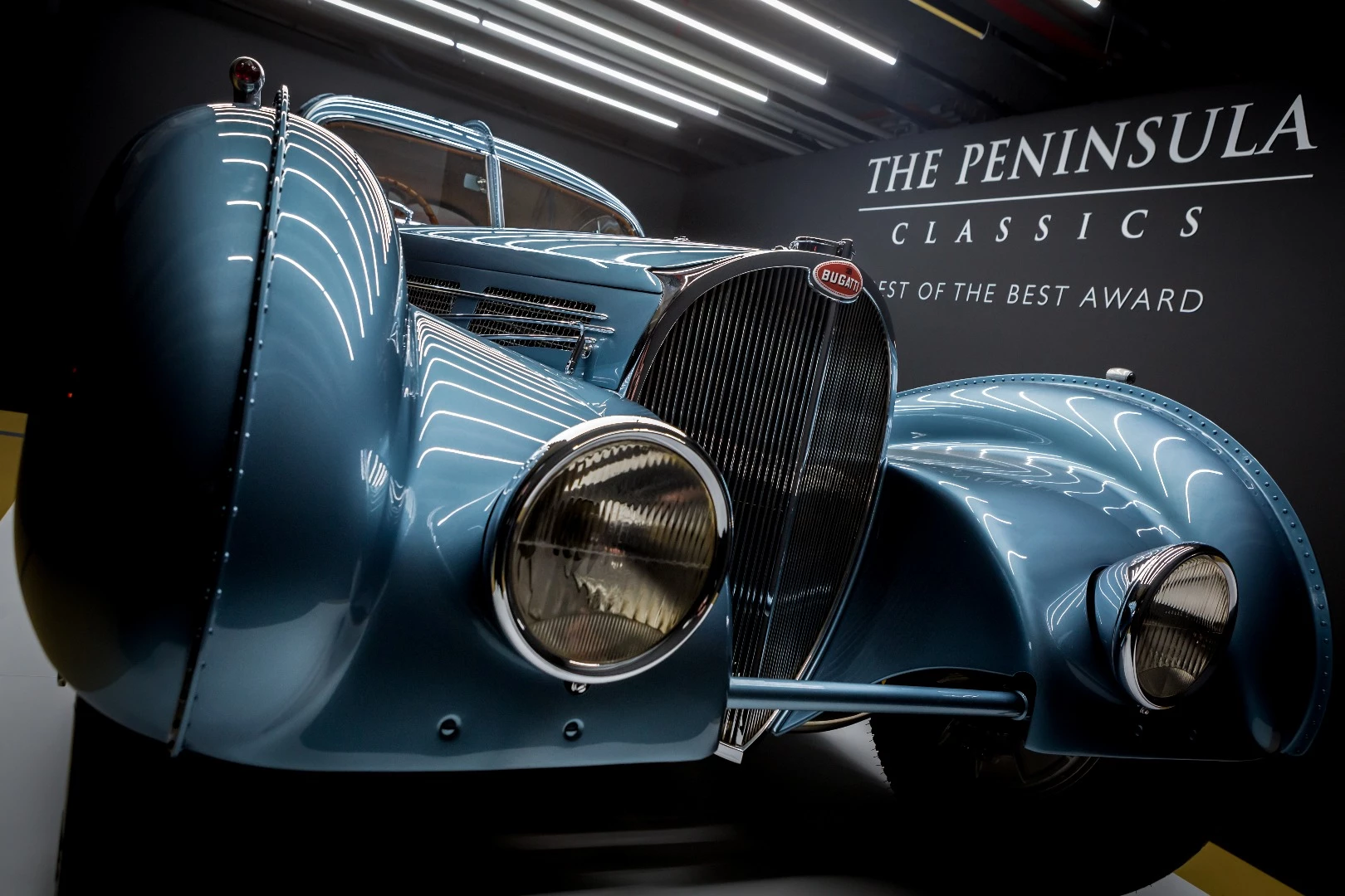 The exquisite lines of the 1936 Bugatti Type 57 SC Coupé Atlantic which took top honors in the 2017 Peninsula Classics Best of the Best award in Paris