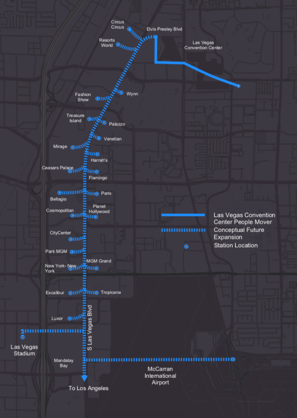 Concept for The Boring Company's loop across Las Vegas