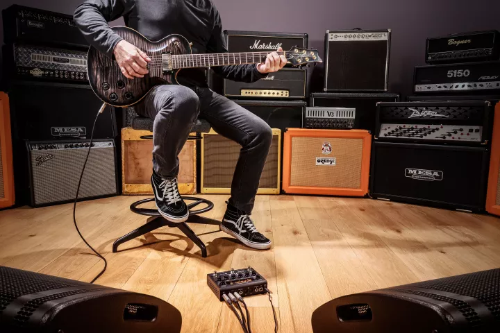 The ToneX Pedal puts multiple modeled guitar rigs at your feet