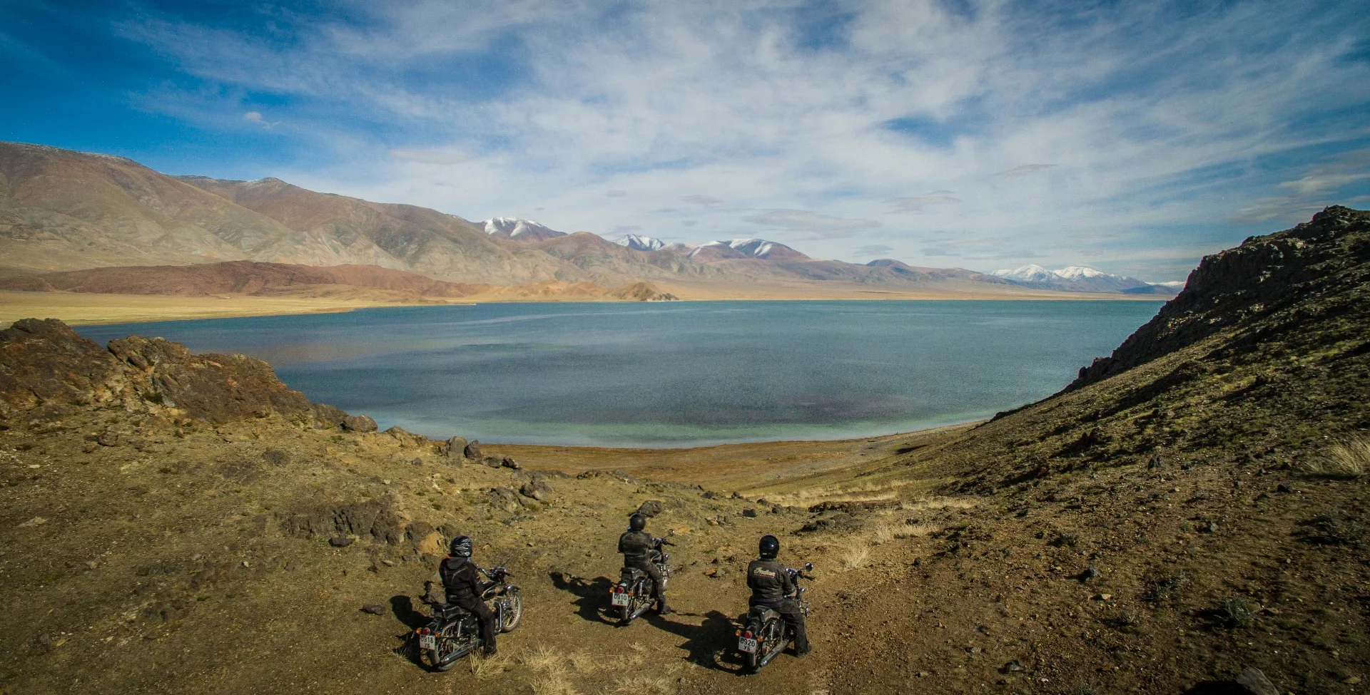 Riders overlook Lake Tolbo in Western Mongolia ... as shot by the Phantom 3 Professional