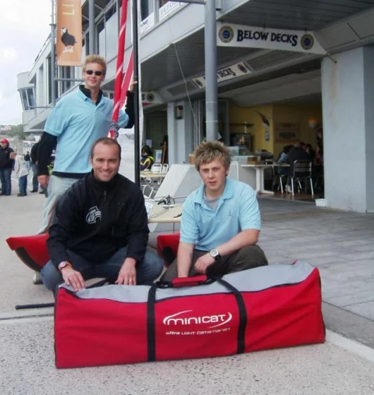 James Brooke and Rowan Brook with their folded-up MiniCat