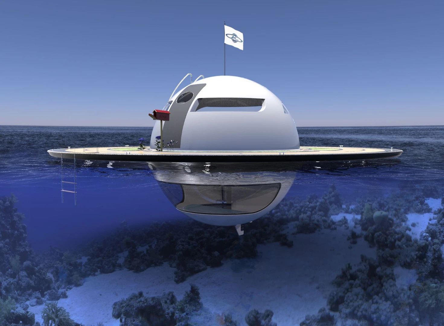 The UFO floating home concept from mini yacht-maker Jet Capsule offers a completely off-grid existence