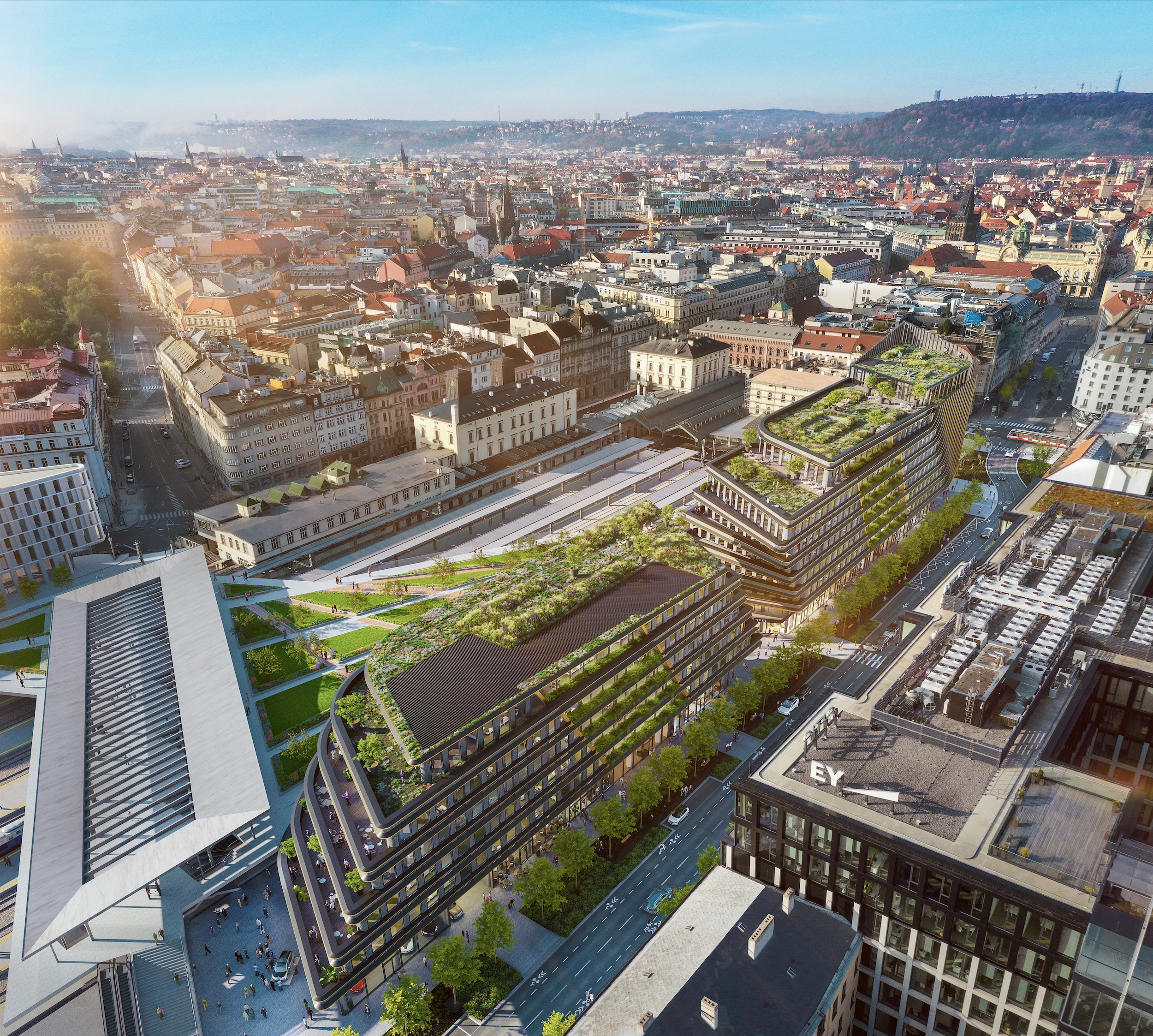 Masaryčka will measure 28,000 sq m (roughly 300,000 sq ft), split between two buildings, one comprising seven stories and the other consisting of nine