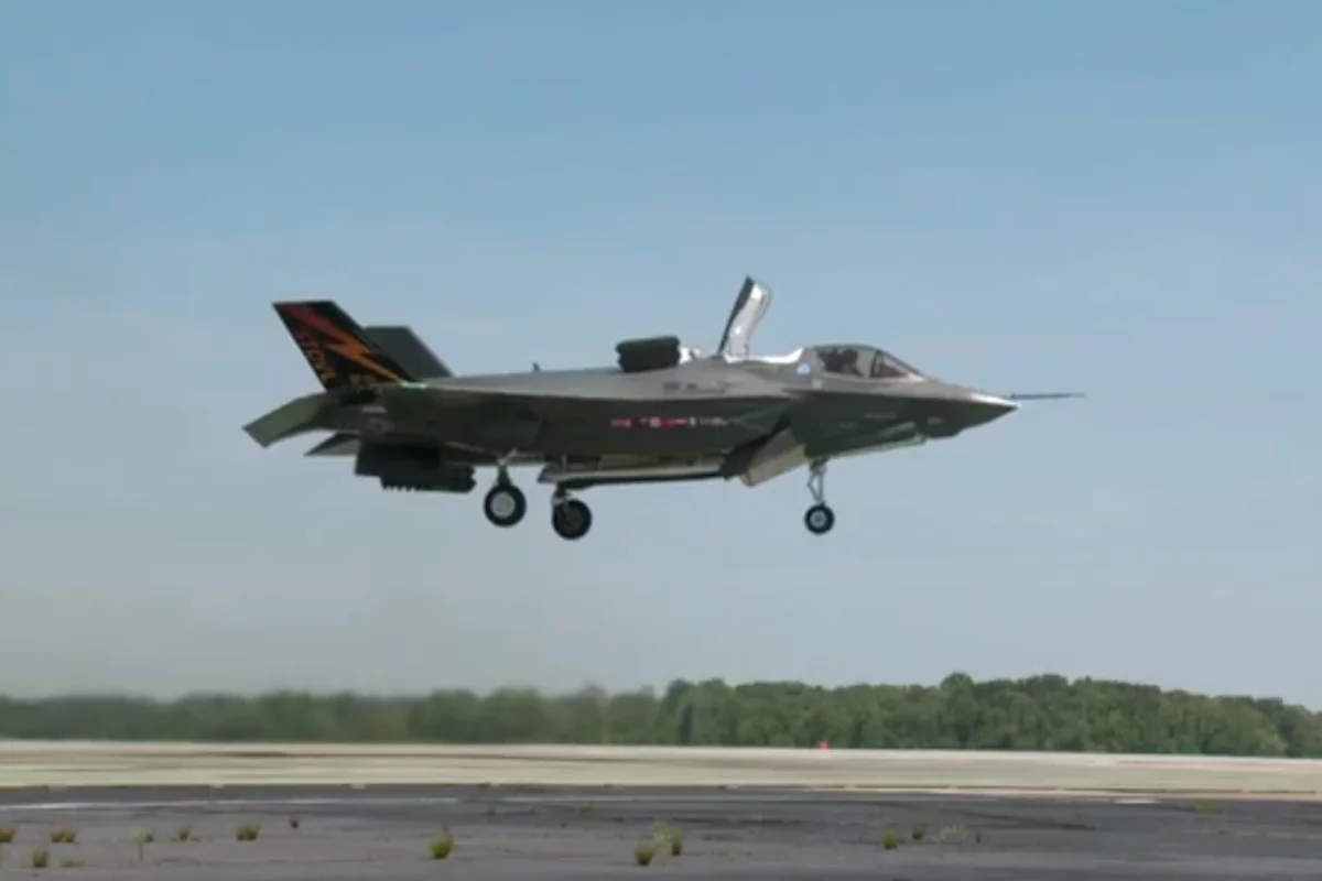 The F-35B making its first vertical takeoff