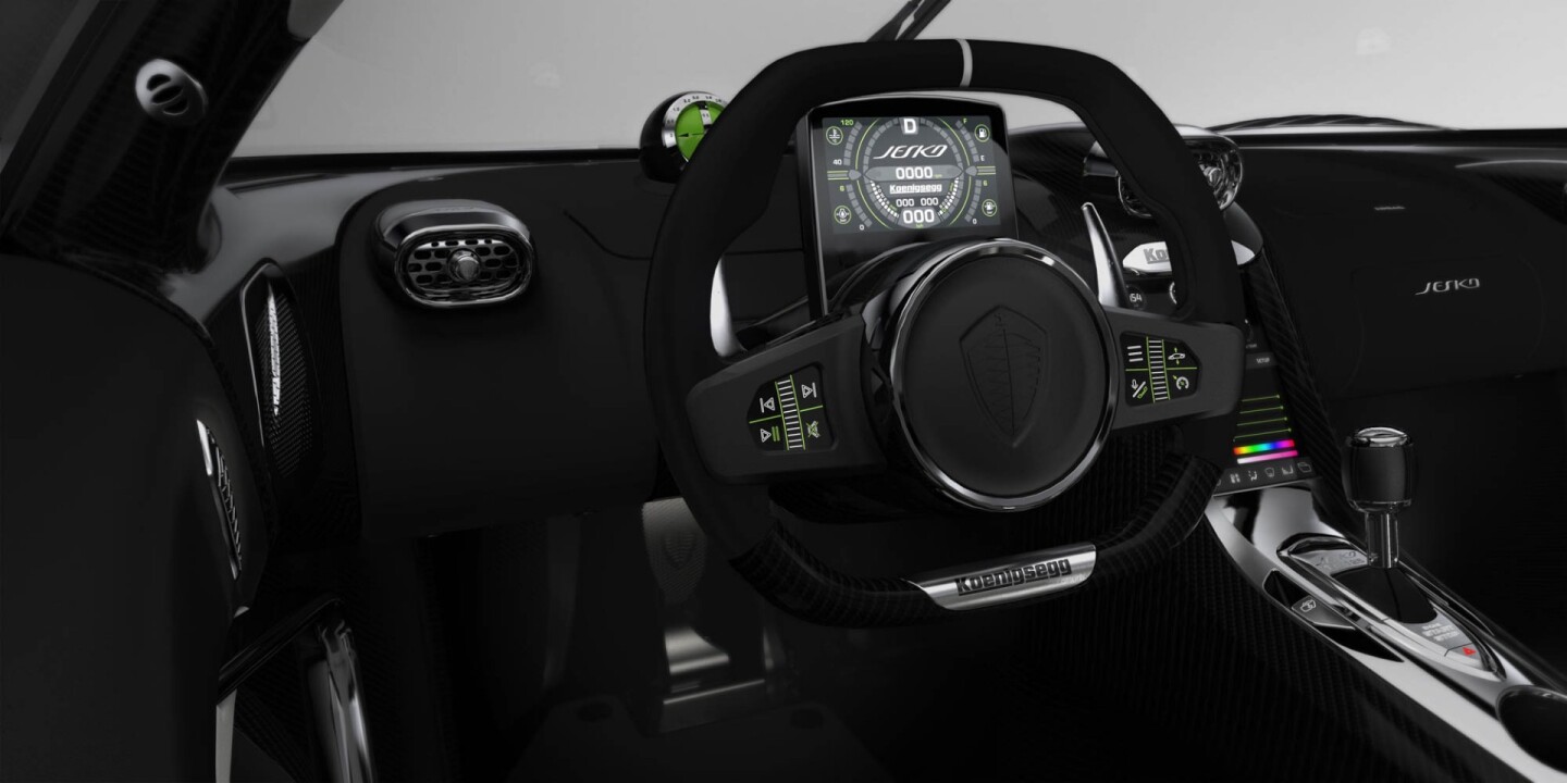 5-inch digital dash looks like a video game HUD, and the steering wheel features its own haptic touchscreen buttons