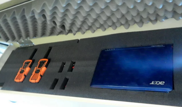 The communications box is much like the gun box, only designed to store electronics