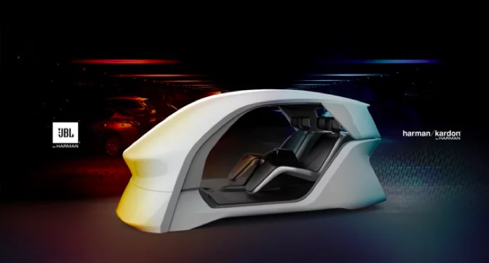 Harman is using this customized audio "booth" to simulate the in-car audio experience with Harman's AudioWorX platform