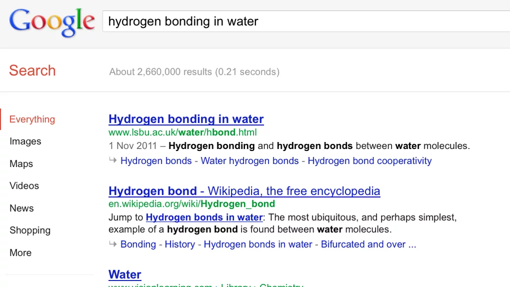 The Google PageRank algorithm has been used to determine bonds between molecules