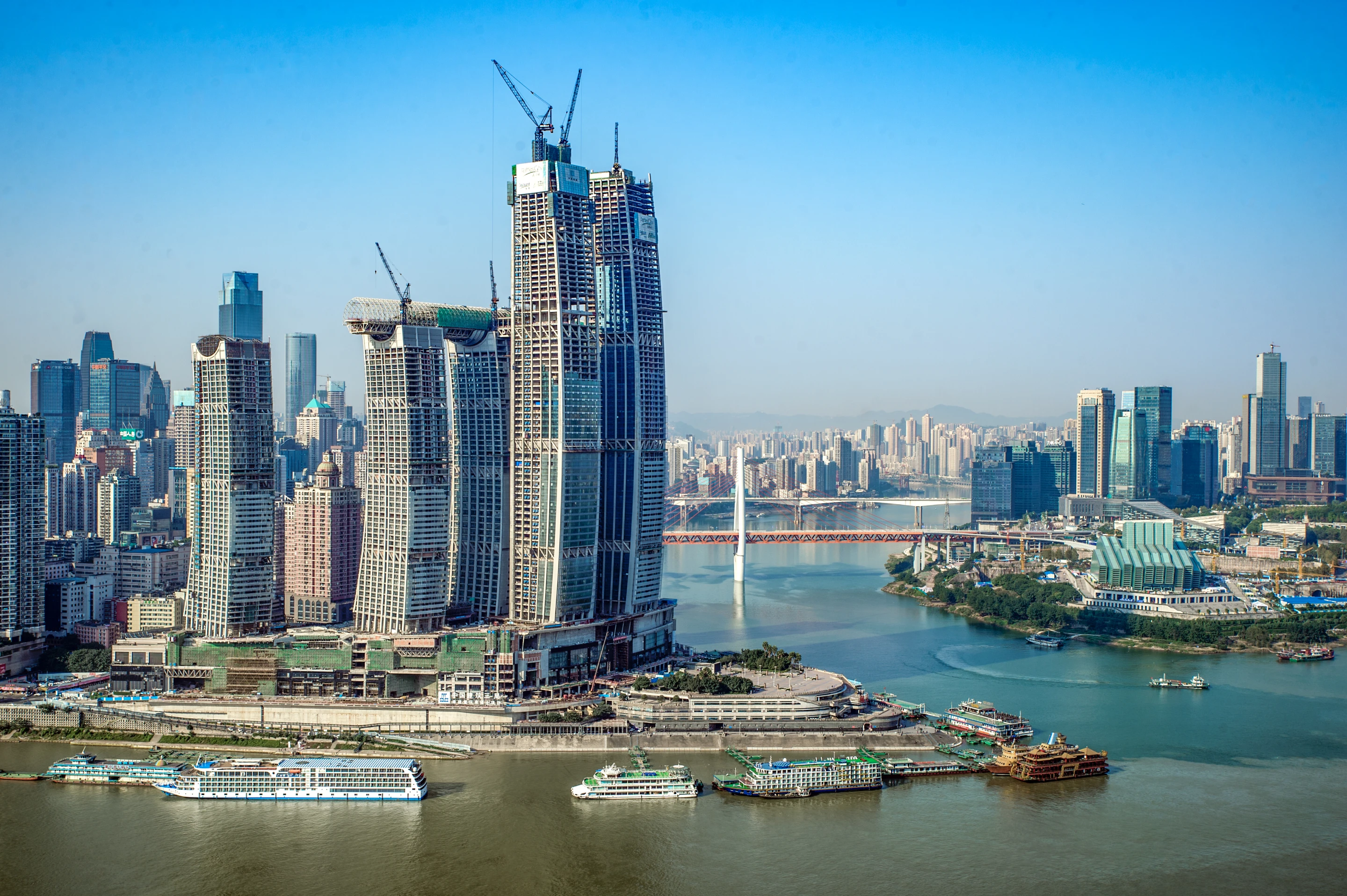 Raffles City Chongqing comprises a total of eight skyscrapers, plus the skybridge