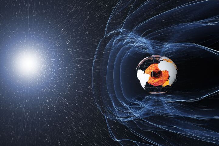 An artist's impression of the Earth's magnetic field, which has now been converted into music