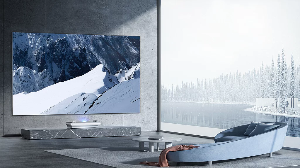The JMGO U2 projector can throw 4K UHD at 100 diagonal inches from up close to the wall or screen