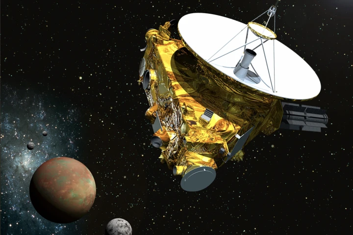 Artist's concept of New Horizons approaching Pluto