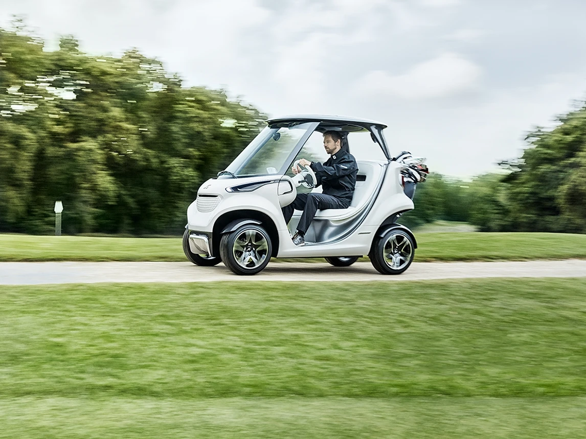 The Golf Car can roam around 50 miles per charge