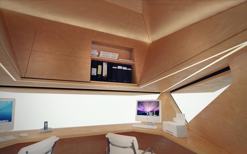 An internal view of an office-use Tetra Shed