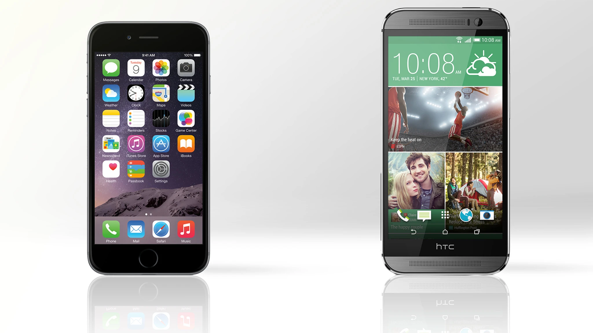 Gizmag compares the features and specs of the iPhone 6 and HTC One (M8)
