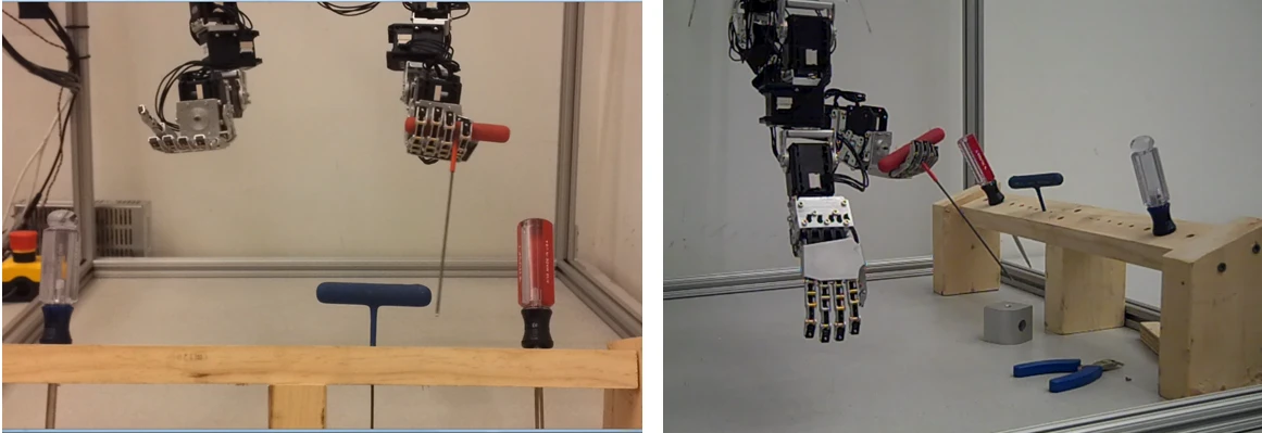 The UAV robot arms include realistic robot hands