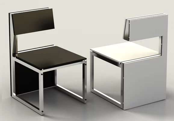 Sensei comprises two chairs -- one black, one white -- which can be converted into a coffee table by the simple process of turning and slotting