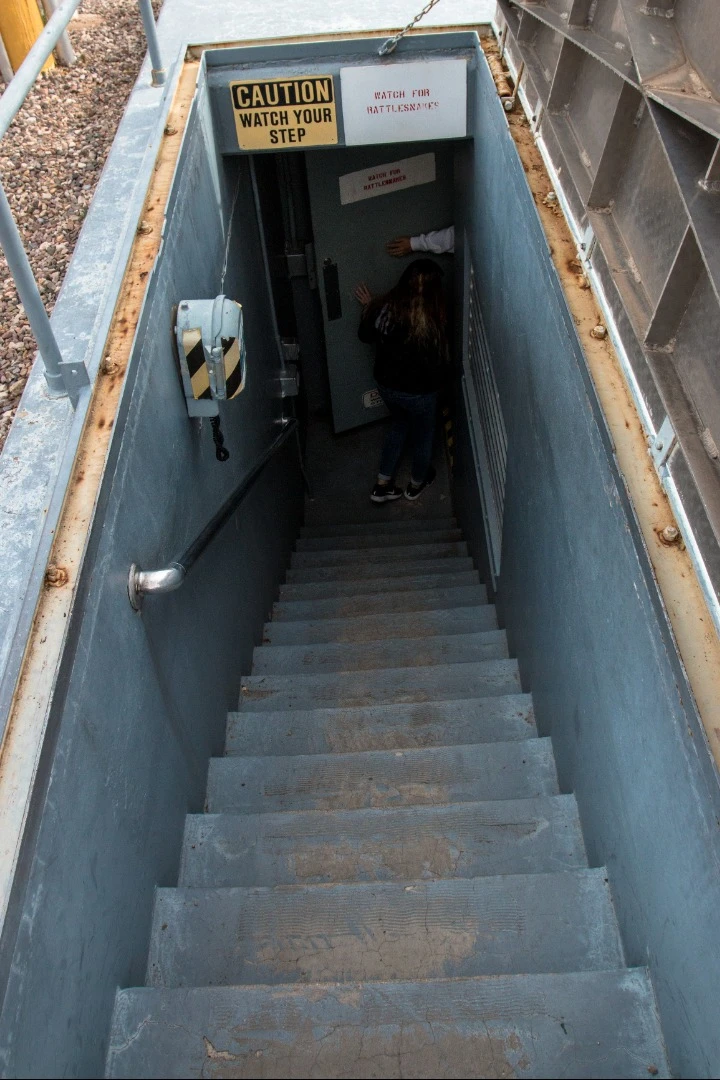 The stairs leading into the main facility