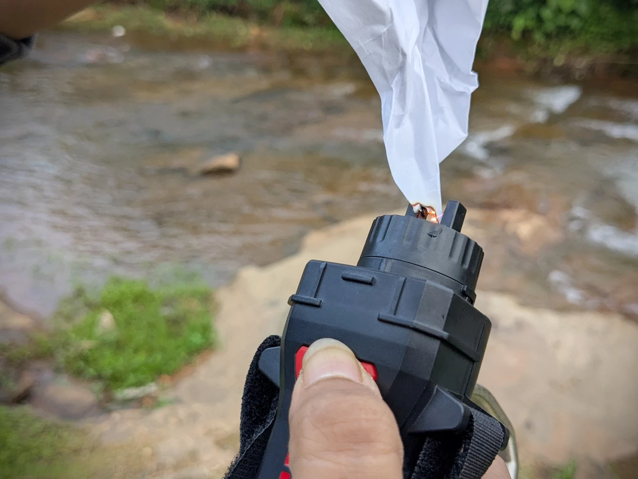 I tried to set the instruction manual on fire with the 2,000 °F (1,093 °C) plasma firestarter, and succeeded