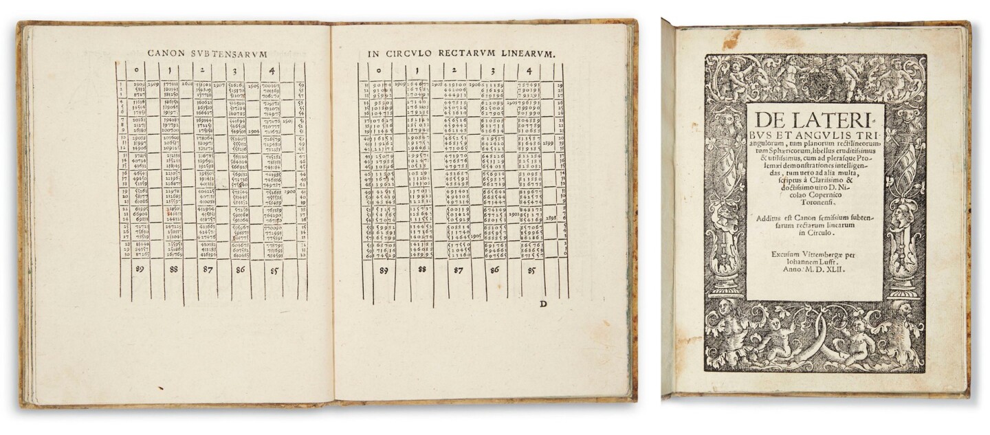 $200,000 | 'De lateribus et angulis triangulorum' by Copernicus | Auction House: Christie's | Sale price: $200,000 | Official Estimate: USD $160,000 to $220,000 | Date of sale: December 4, 2018