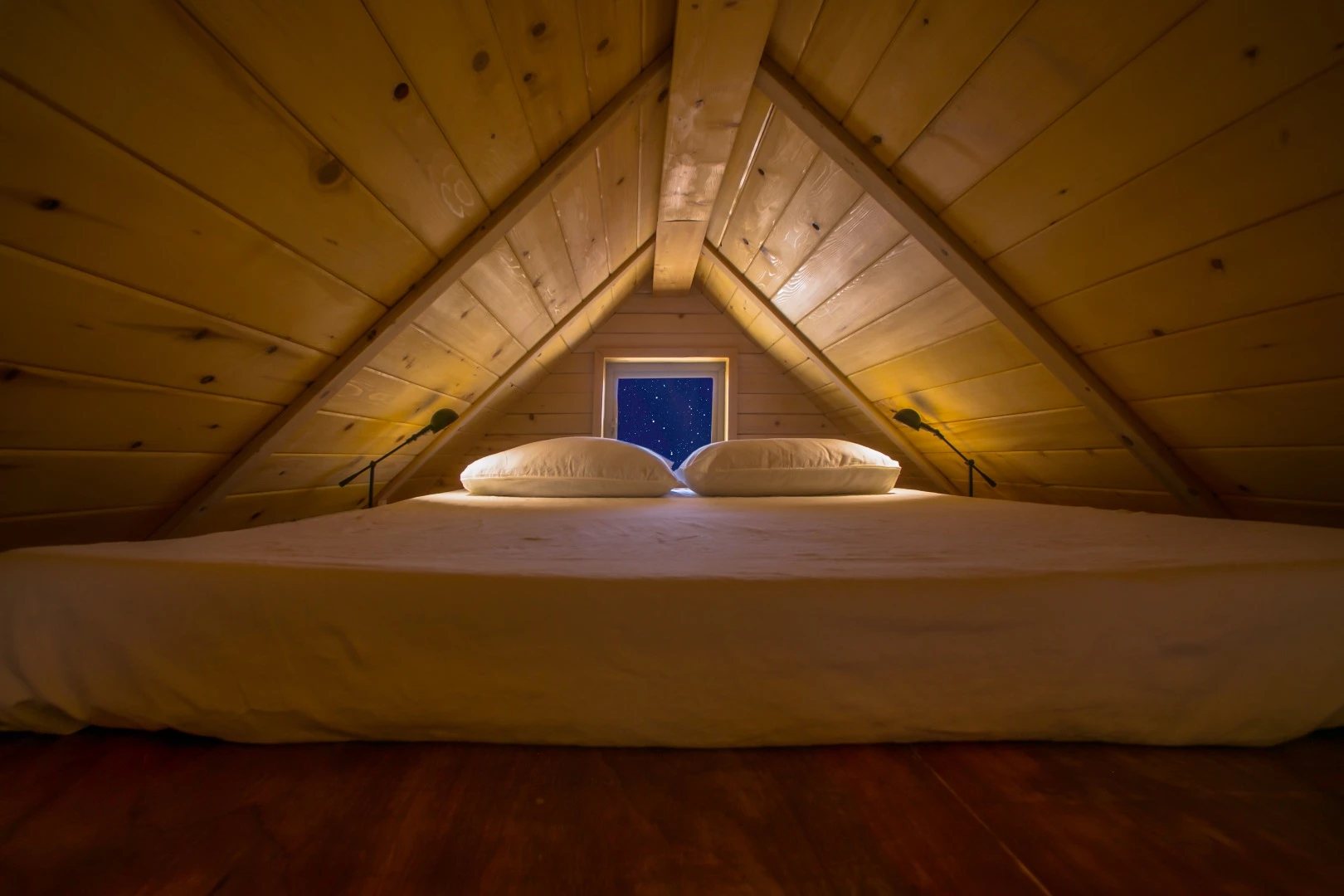 The snug loft sleeping area