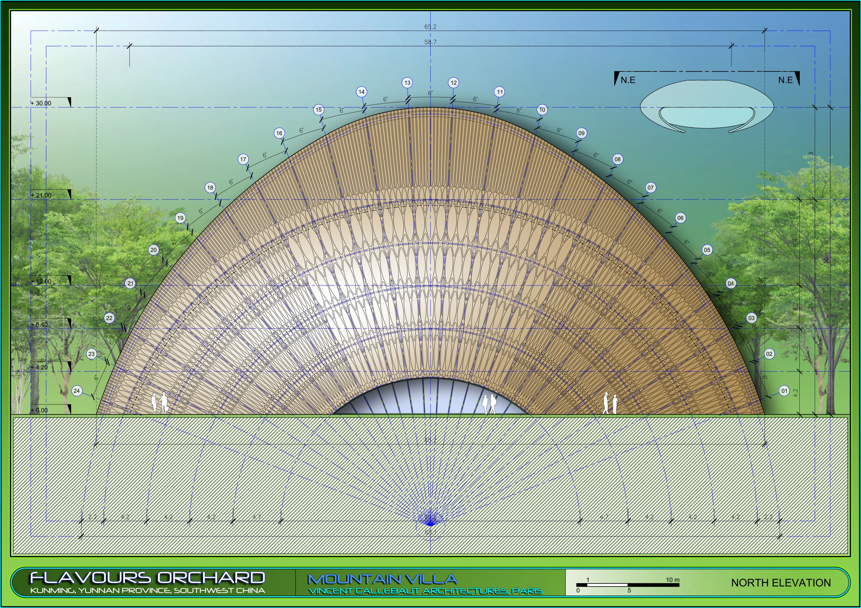 Mountain Villa north elevation (Image: Vincent Callebaut Architectures)