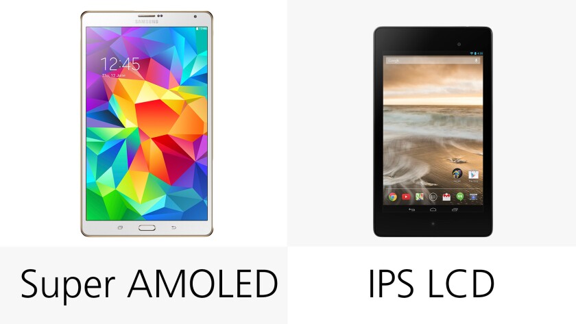 The Tab S' Super AMOLED screen gives you richer colors, higher contrast and blacker blacks ... just don't expect to notice much of a difference outside of videos