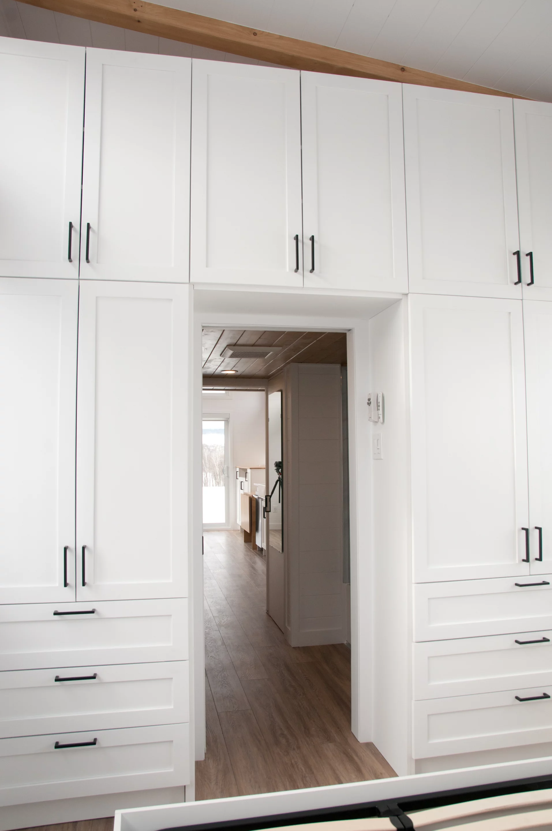 The Magnolia V8's master bedroom includes a lot of storage space