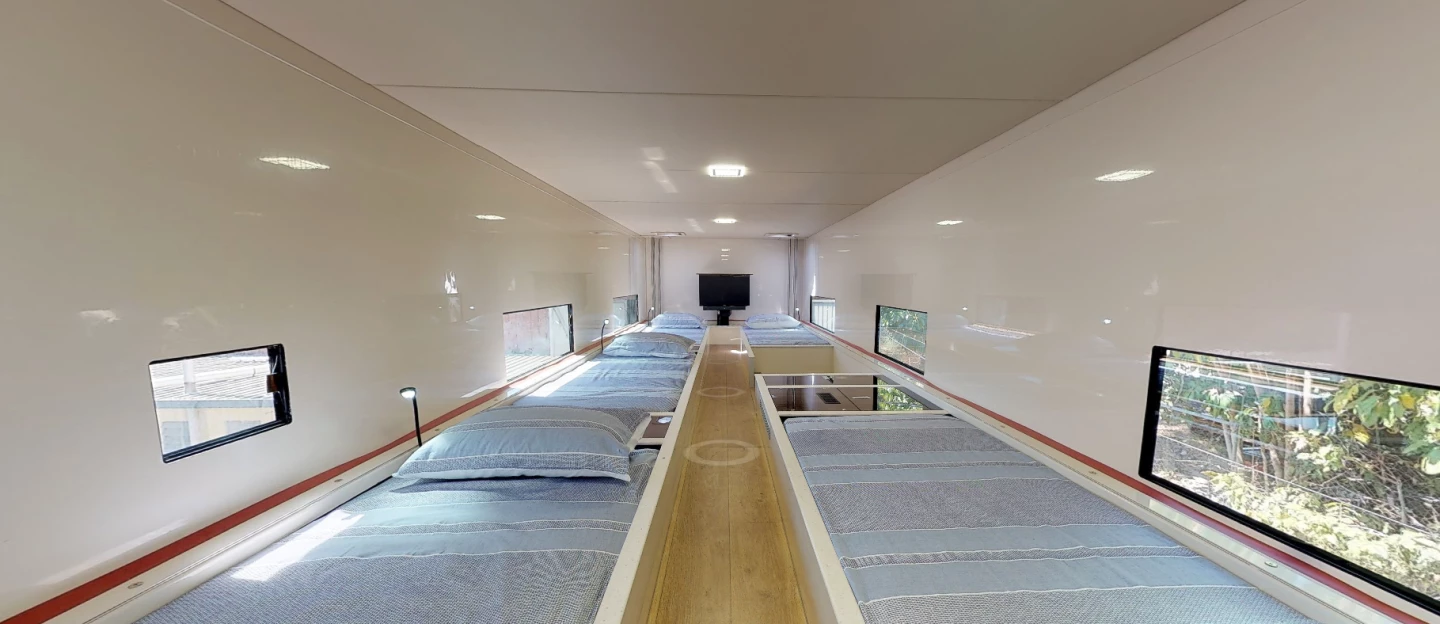 A look at the bunk room and end-wall TV