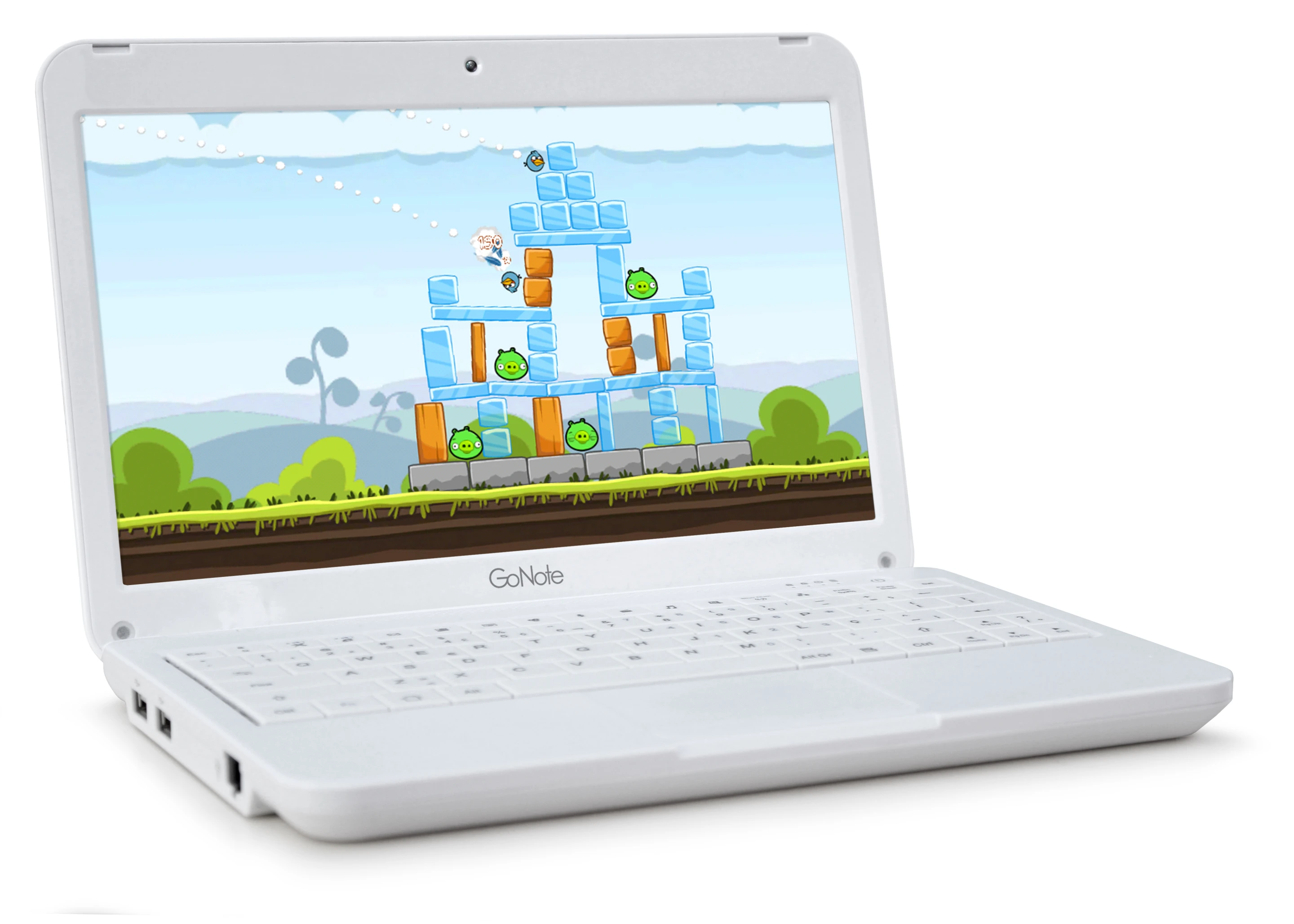 In addition to touchscreen functionality, the GoNote has a full QWERTY keyboard and touchpad