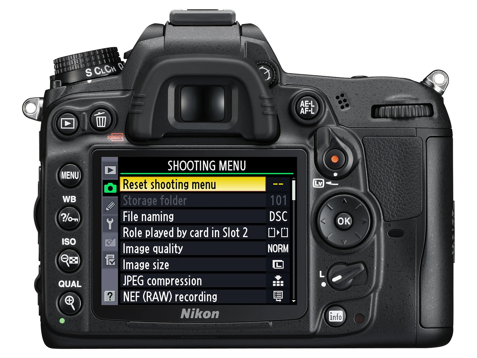 The D7000's shooting menu
