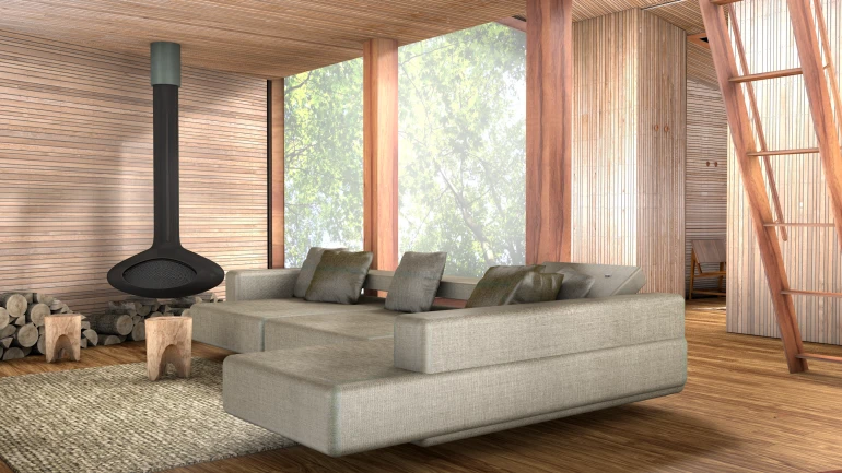Inhabit has enough room to house up to six occupants in style, with additional touches such as a wood-burning stove and soft rug furnishings